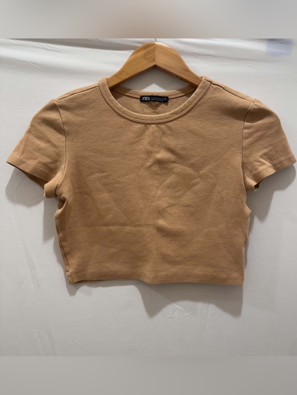 Zara Women's Beige Crop Top Short Sleeve Tee M